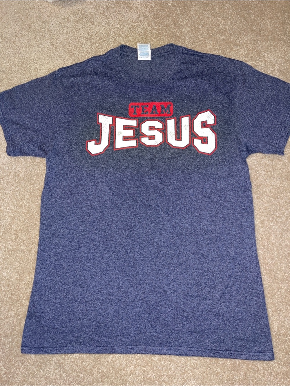 Delta Pro Weight Navy Heather Logo Tag Tee
